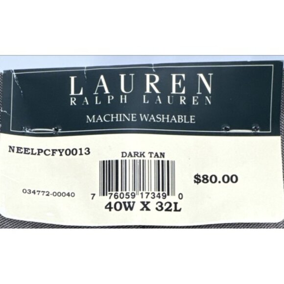 Lauren Ralph Lauren Dress Pants Mens 40x32 Tan Trousers Pleated Cuffed $80 NEW - Picture 9 of 9